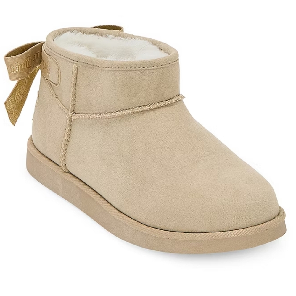 Juicy Couture Women's Size 7 Flat Heel Booties with Monogrammed Bow